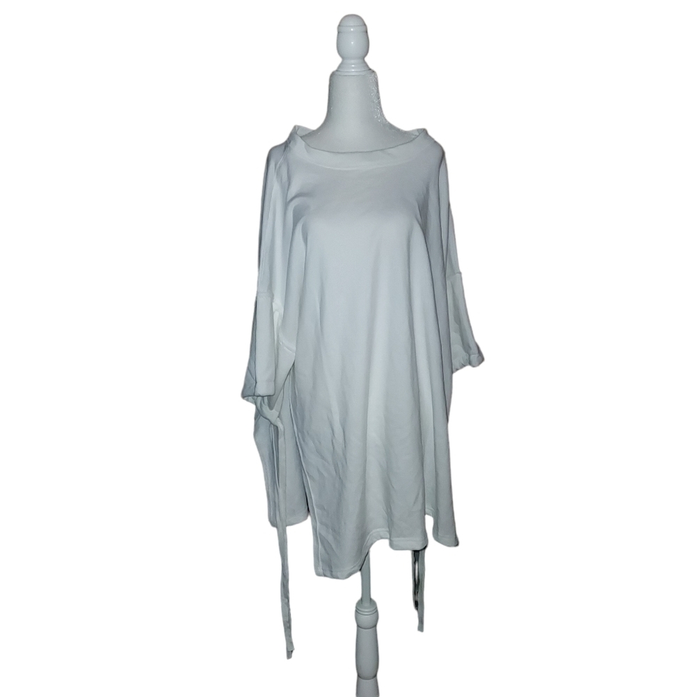 Sweater Top Shirt Swimsuit Cover Up White OS Cotton Oversized Sustainable